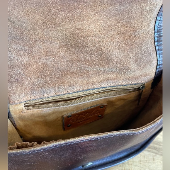 PATRICIA NASH laser cut Sherpa Collection La Cruz Saddle Bag Chocolate - Picture 4 of 5